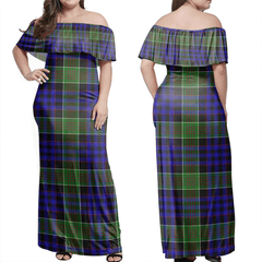 Newman Tartan Off Shoulder Long Dress