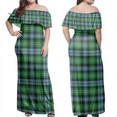 Arbuthnot Ancient Tartan Off Shoulder Long Dress