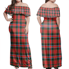 MacDuff Modern Tartan Off Shoulder Long Dress