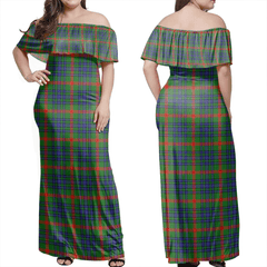 Aiton Tartan Off Shoulder Long Dress