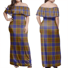 Balfour Modern Tartan Off Shoulder Long Dress