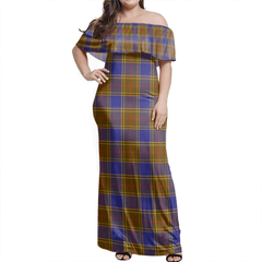 Balfour Modern Tartan Off Shoulder Long Dress