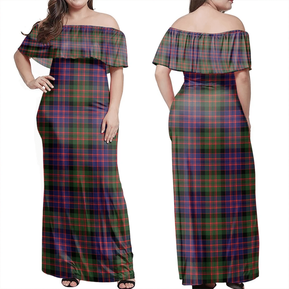 MacDonald Modern Tartan Off Shoulder Long Dress