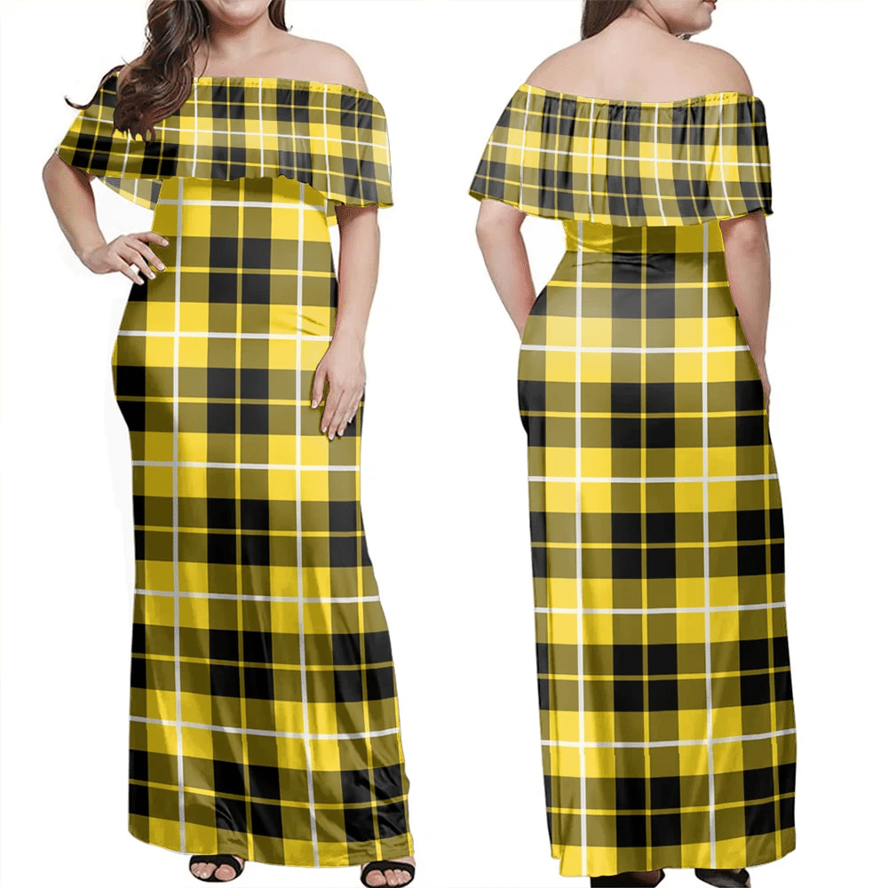 Barclay Dress Modern Tartan Off Shoulder Long Dress