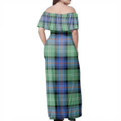 Sutherland Old Ancient Tartan Off Shoulder Long Dress