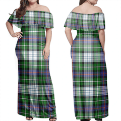 MacKenzie Dress Modern Tartan Off Shoulder Long Dress