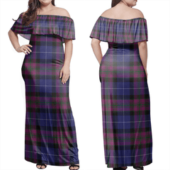 Pride Of Scotland Tartan Off Shoulder Long Dress