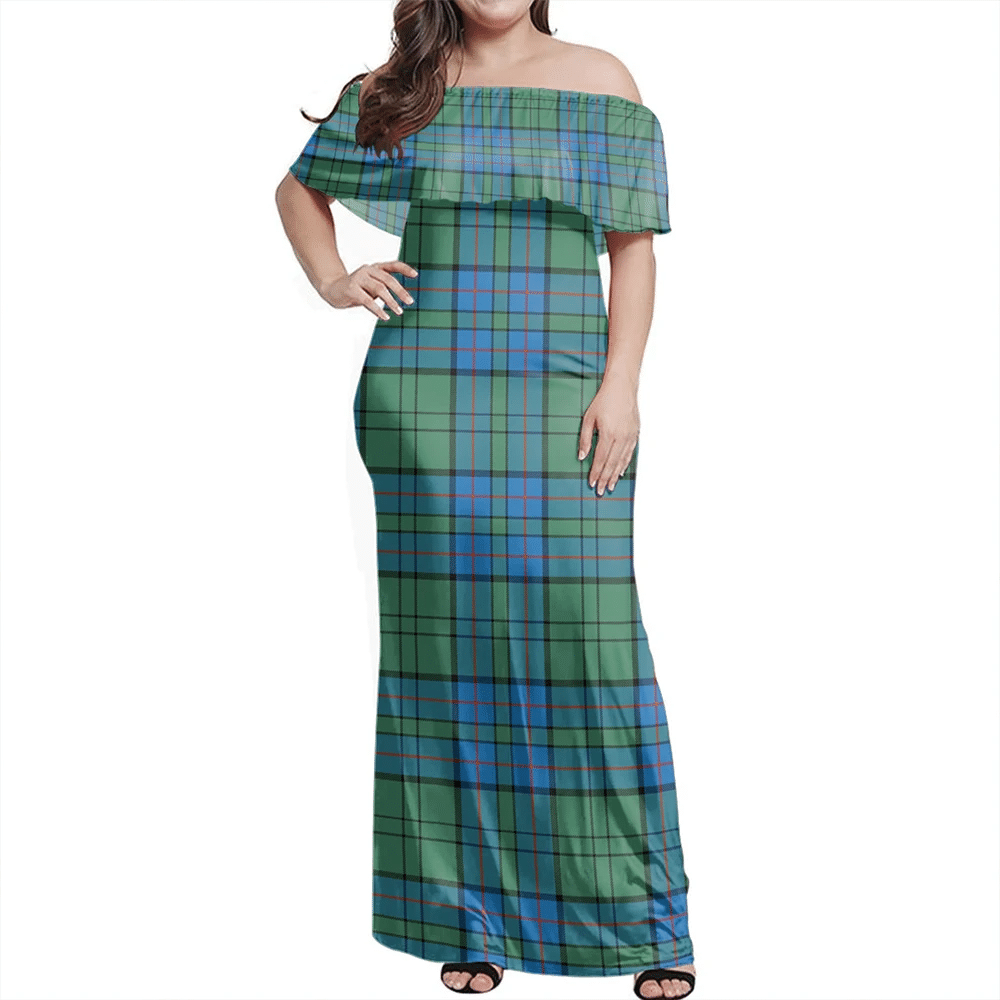 Lockhart Tartan Off Shoulder Long Dress