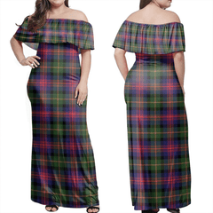 Logan Modern Tartan Off Shoulder Long Dress