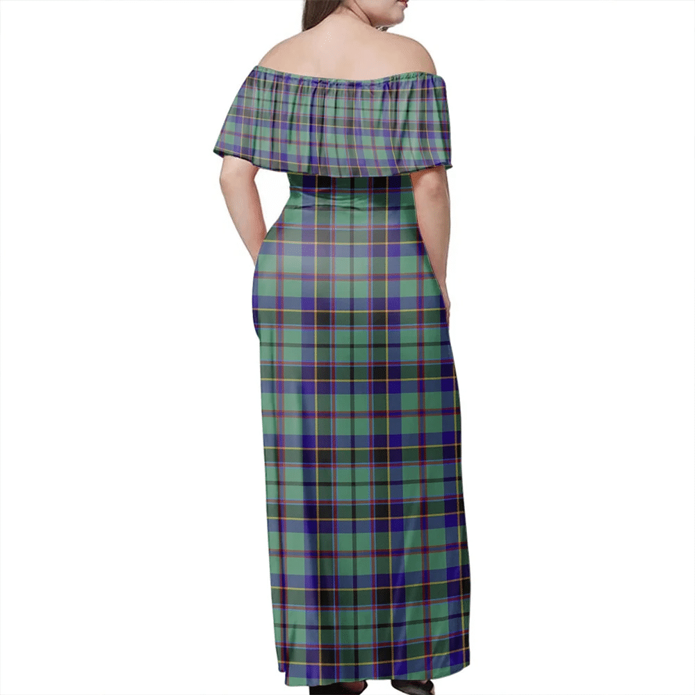 Stevenson Tartan Off Shoulder Long Dress