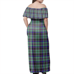 Stevenson Tartan Off Shoulder Long Dress