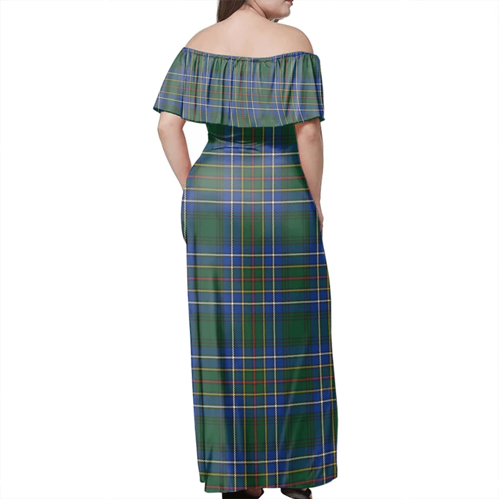 Cockburn Ancient Tartan Off Shoulder Long Dress