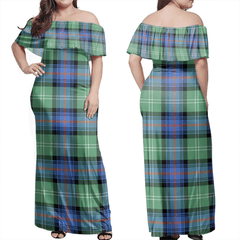 Sutherland Old Ancient Tartan Off Shoulder Long Dress