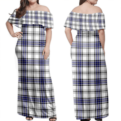 Hannay Modern Tartan Off Shoulder Long Dress