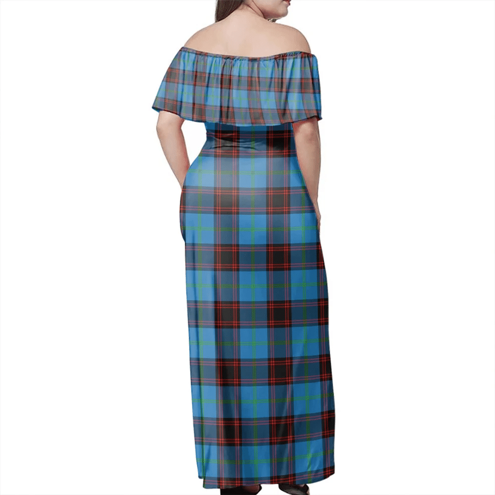 Home Ancient Tartan Off Shoulder Long Dress