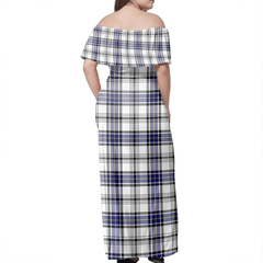 Hannay Modern Tartan Off Shoulder Long Dress