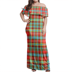 Ogilvie Tartan Off Shoulder Long Dress