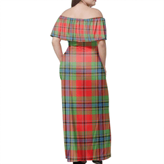 MacLean Of Duart Modern Tartan Off Shoulder Long Dress