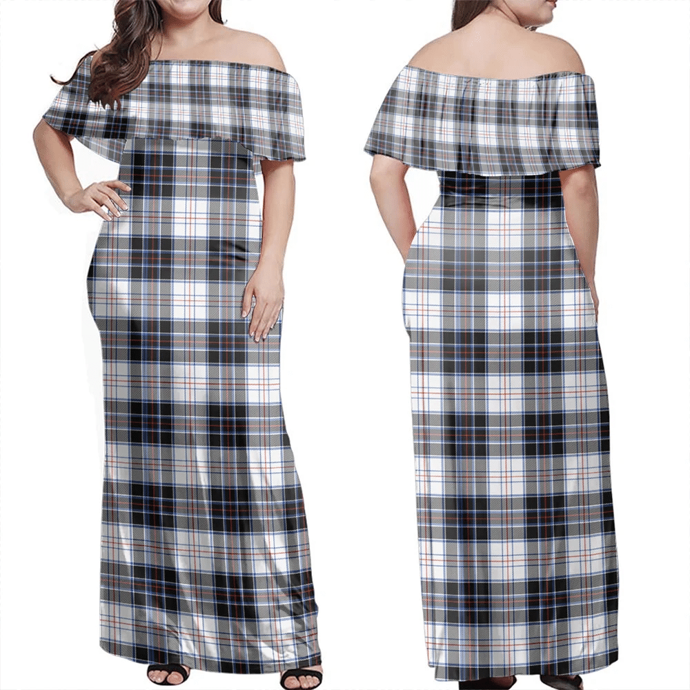 MacRae Dress Modern Tartan Off Shoulder Long Dress