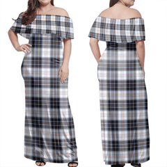 MacRae Dress Modern Tartan Off Shoulder Long Dress