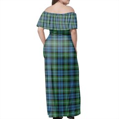 Lyon Tartan Off Shoulder Long Dress