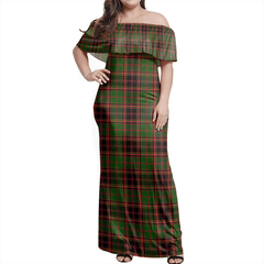 Buchan Modern Tartan Off Shoulder Long Dress