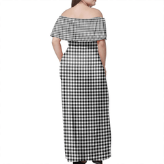 Shepherd Tartan Off Shoulder Long Dress