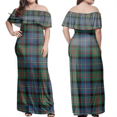 Cameron Of Erracht Ancient Tartan Off Shoulder Long Dress