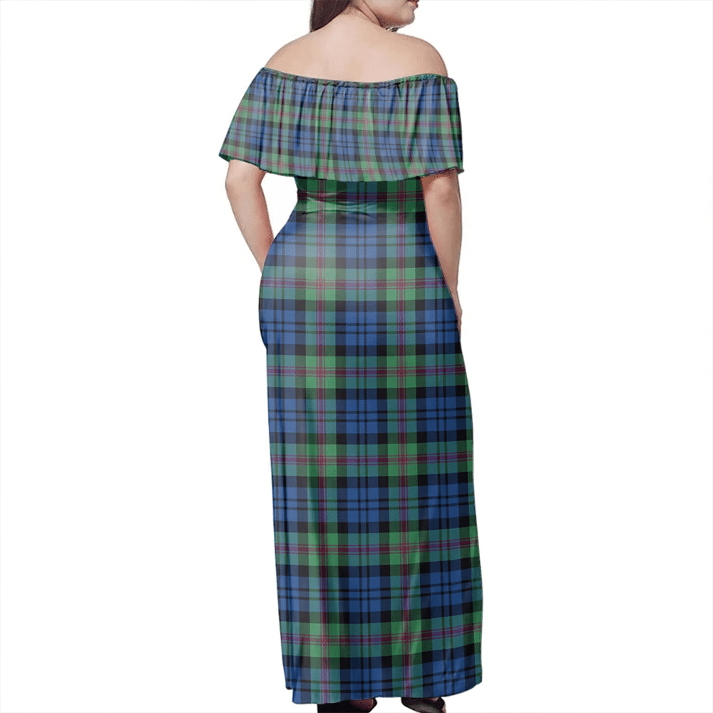 Baird Ancient Tartan Off Shoulder Long Dress