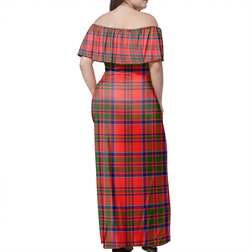 MacKillop Tartan Off Shoulder Long Dress