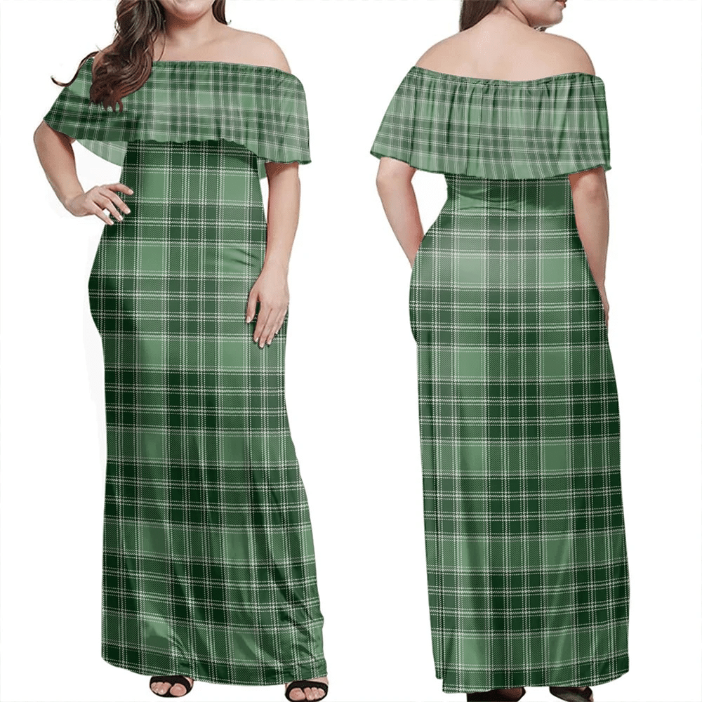 MacDonald Lord Of The Isles Hunting Tartan Off Shoulder Long Dress