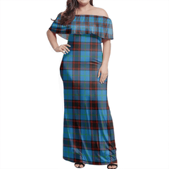 Home Ancient Tartan Off Shoulder Long Dress