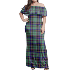 Stevenson Tartan Off Shoulder Long Dress