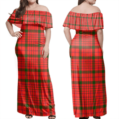 MacDonnell Of Keppoch Modern Tartan Off Shoulder Long Dress