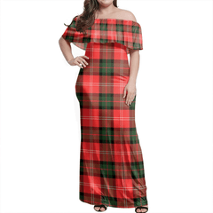 Nesbitt Modern Tartan Off Shoulder Long Dress