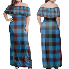 Home Ancient Tartan Off Shoulder Long Dress