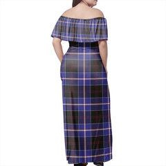 Dunlop Modern Tartan Off Shoulder Long Dress