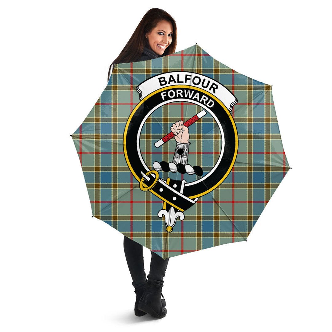 Balfour Blue Tartan Crest Umbrella