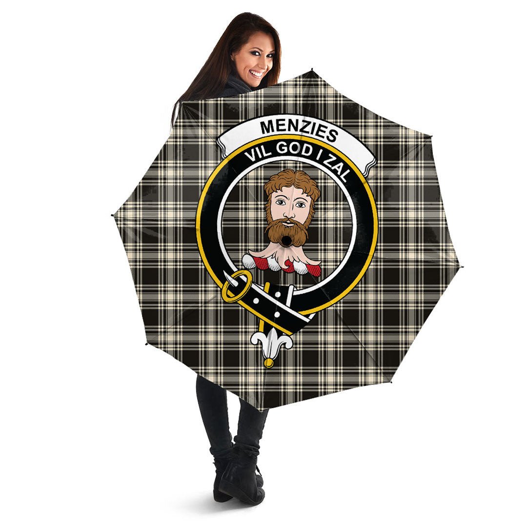 Menzies Black White Ancient Tartan Crest Umbrella