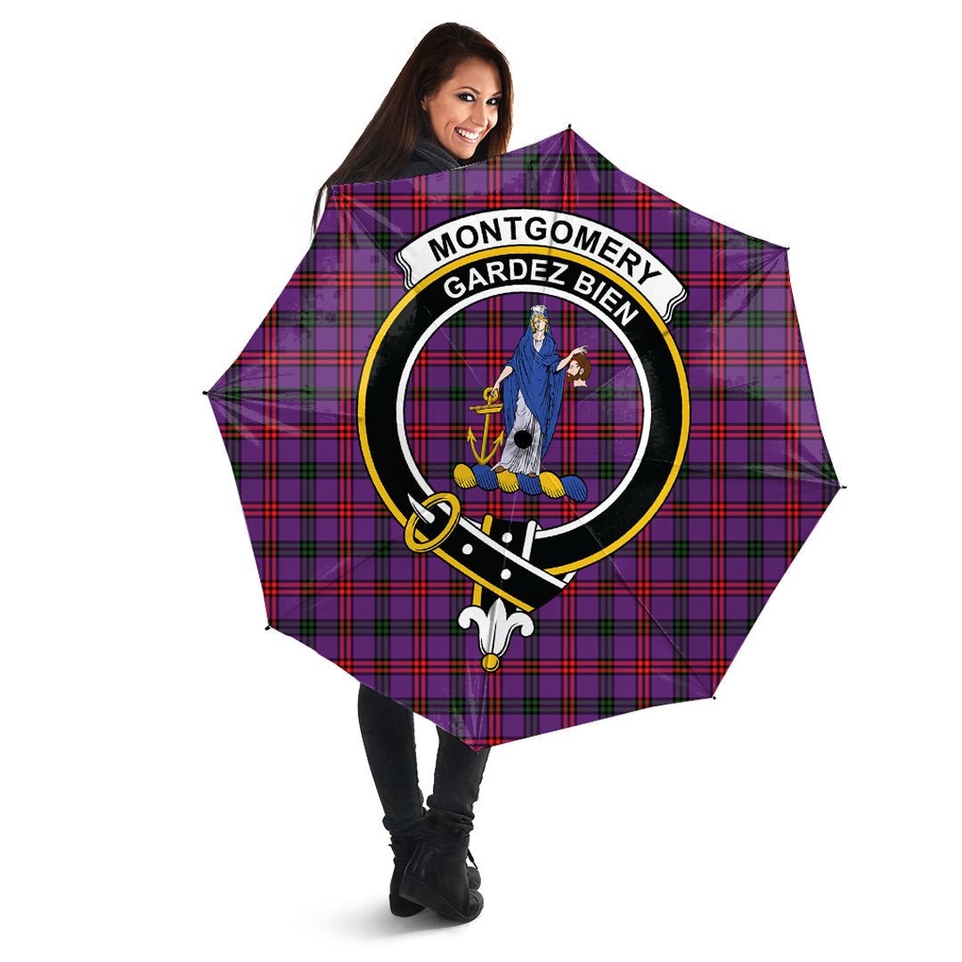 Montgomery Modern Tartan Crest Umbrella