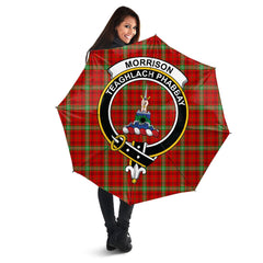 Morrison Red Modern Tartan Crest Umbrella