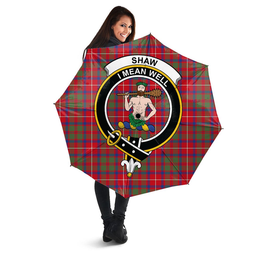 Shaw Red Modern Tartan Crest Umbrella