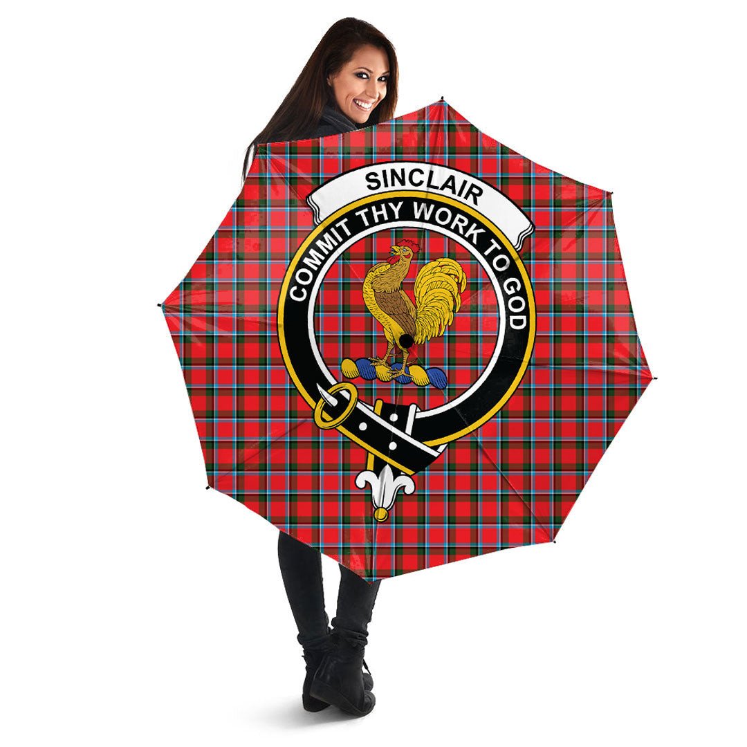 Sinclair Modern Tartan Crest Umbrella