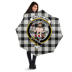 MacFarlane Black White Ancient Tartan Crest Umbrella