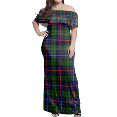 Morrison Modern Tartan Off Shoulder Long Dress