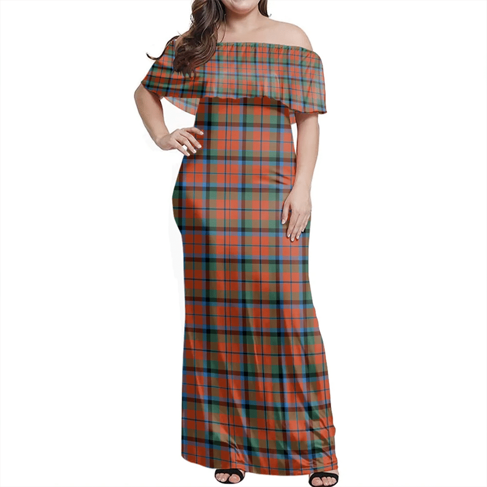 MacNaughton Ancient Tartan Off Shoulder Long Dress