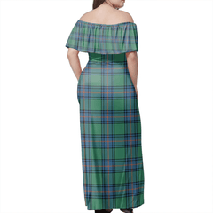 Shaw Ancient Tartan Off Shoulder Long Dress