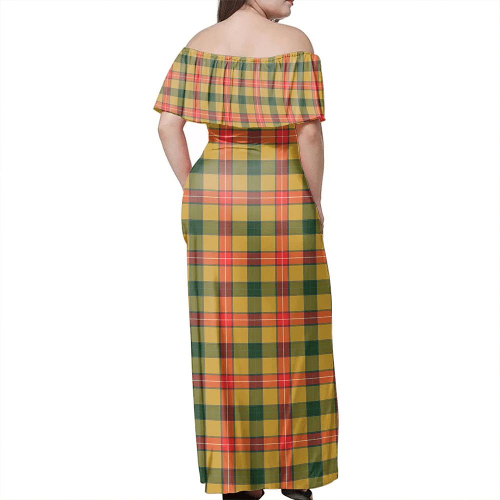 Baxter Tartan Off Shoulder Long Dress