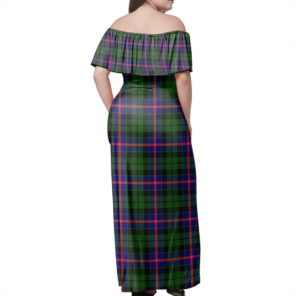 Morrison Modern Tartan Off Shoulder Long Dress