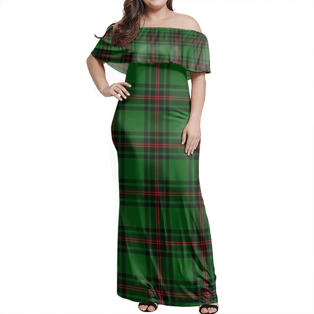 Fife District Tartan Off Shoulder Long Dress